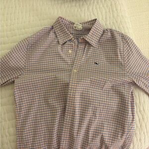 Vineyard Vines Orange and Blue Checkered Shirt